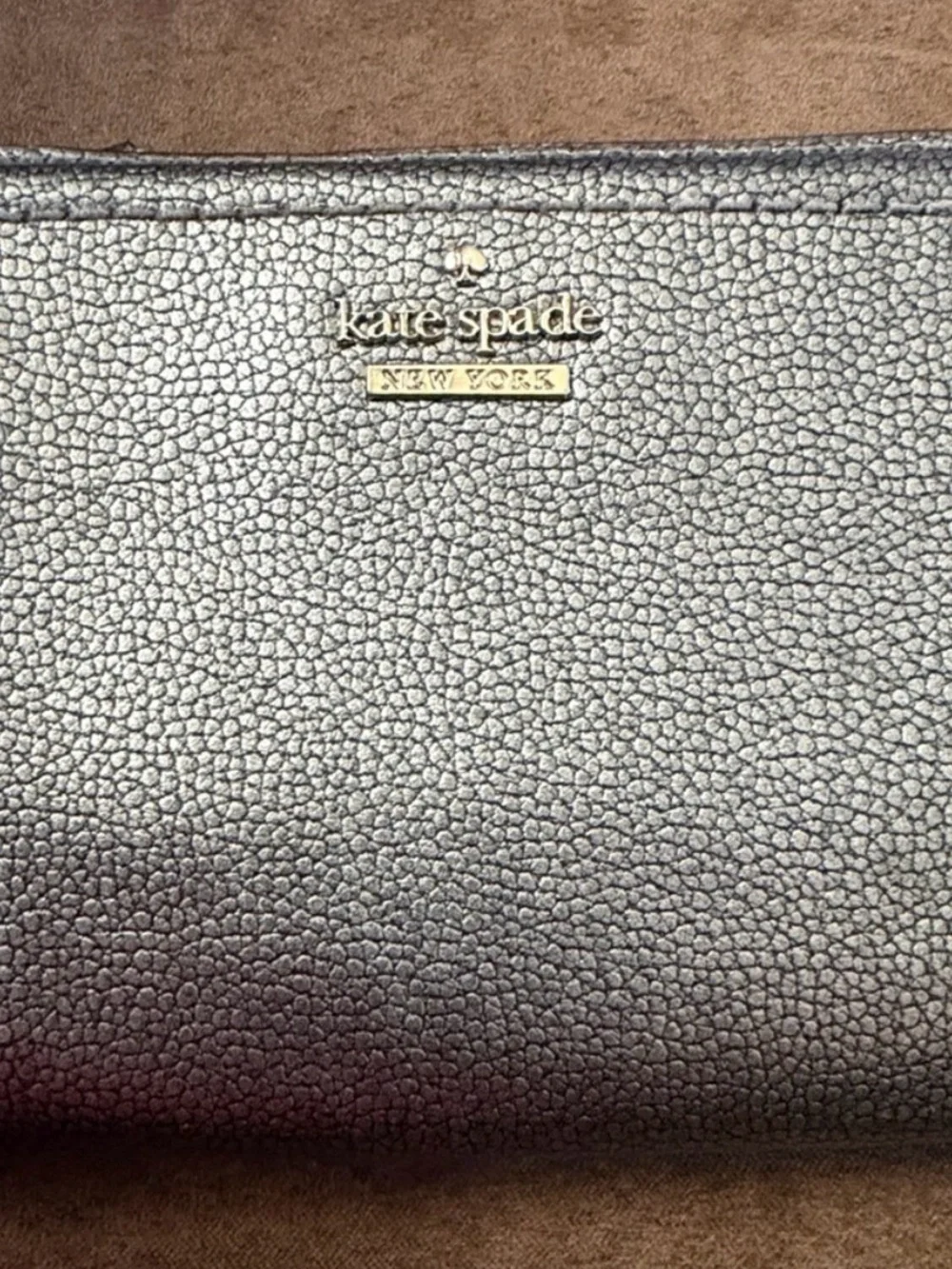 kate spade Metallic Gunmetal Zip Bifold Wallet